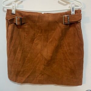 Bar III Tan Faux Suede Mini Skirt